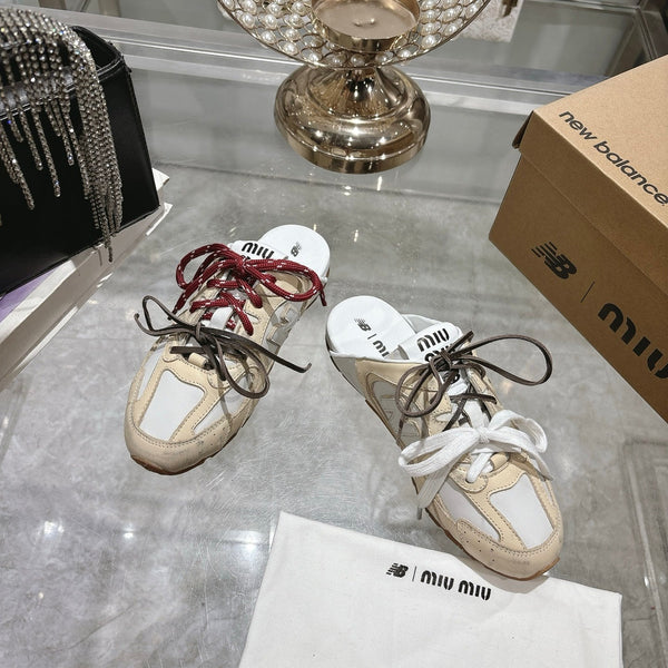 Miu x NB 530 SL Deco Mules Beige mix White Leather 235296