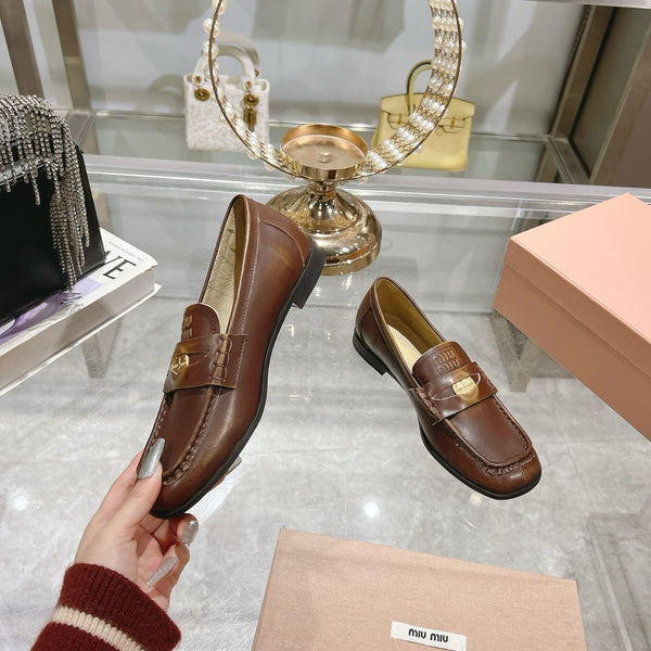 Miu 25C Loafers Coffee Cowhide 235302