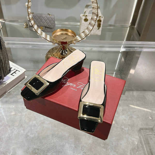 Viv 25 Mules Buckle Black Patent Leather 235352