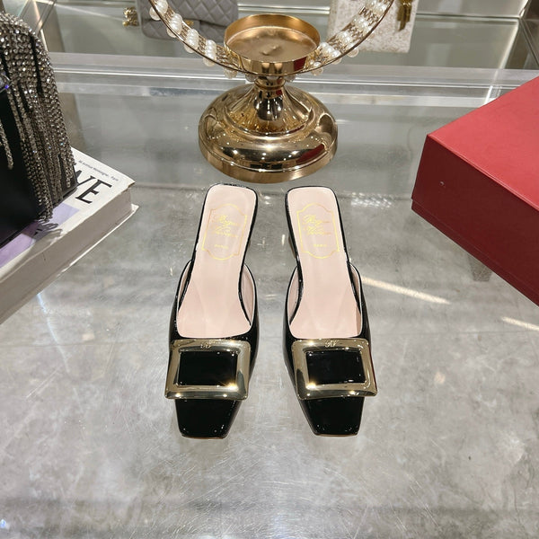 Viv 25 Mules Buckle Black Patent Leather 235352