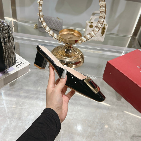 Viv 25 Mules Buckle Black Patent Leather 235352