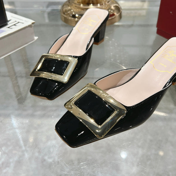 Viv 25 Mules Buckle Black Patent Leather 235352