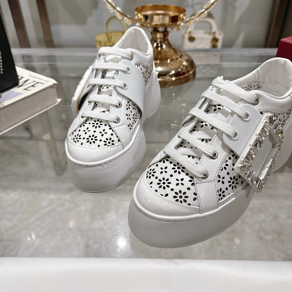 Viv 25 Square Buckle Platform White Cowhide 262981