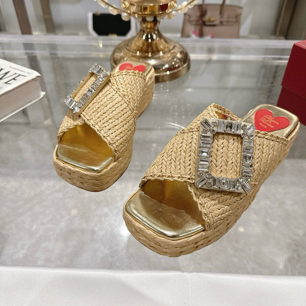 Viv Platform Slippers Gold Early Weaving 300739