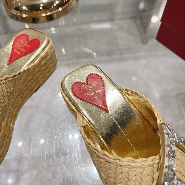 Viv Platform Slippers Gold Early Weaving 300739