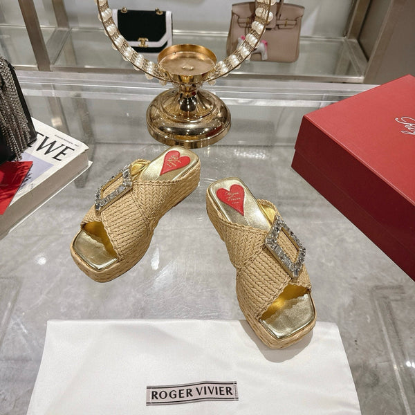 Viv Platform Slippers Gold Early Weaving 300739