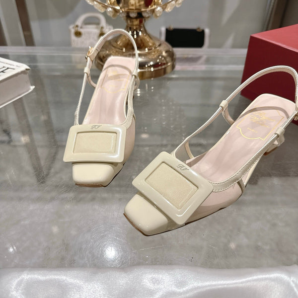 Viv 25 Slingback Milky Yellow Mesh Italian Leather 300779