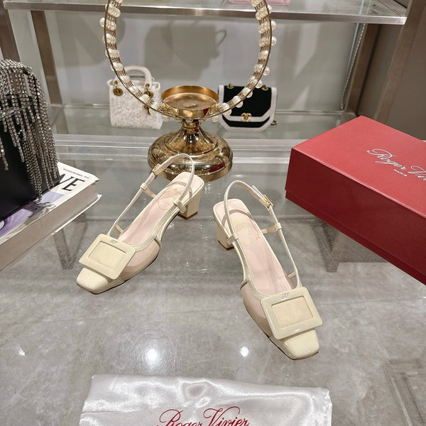 Viv 25 Slingback Milky Yellow Mesh Italian Leather 300779