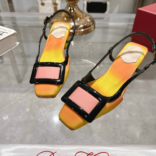 Viv 25 Slingback Yellow Orange Italian Leather 300782