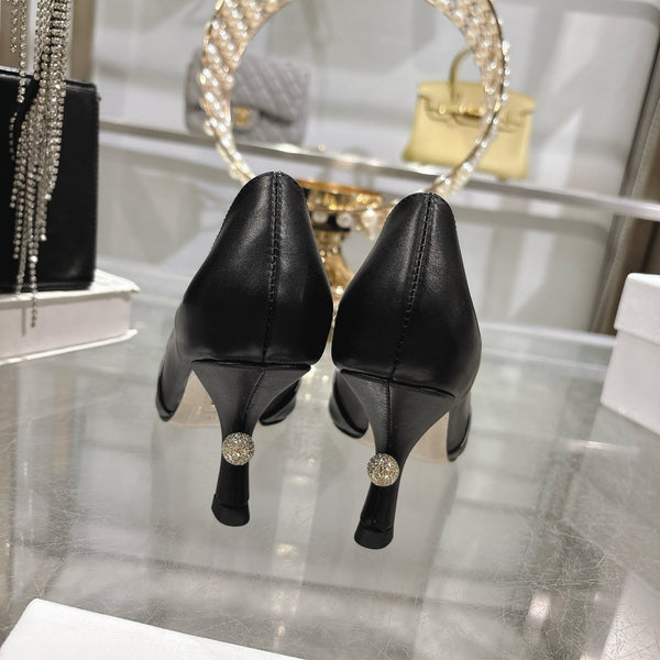 CD 25 Pump High Heels Black Leather 306925