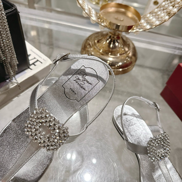 Viv 25 Thong Sandals Silver Cowhide 334692