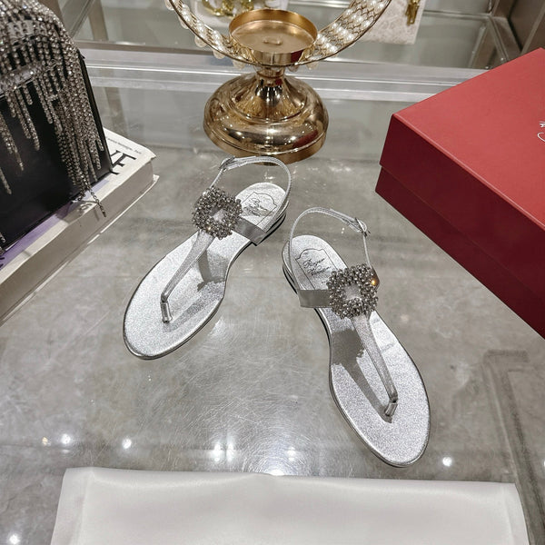 Viv 25 Thong Sandals Silver Cowhide 334692