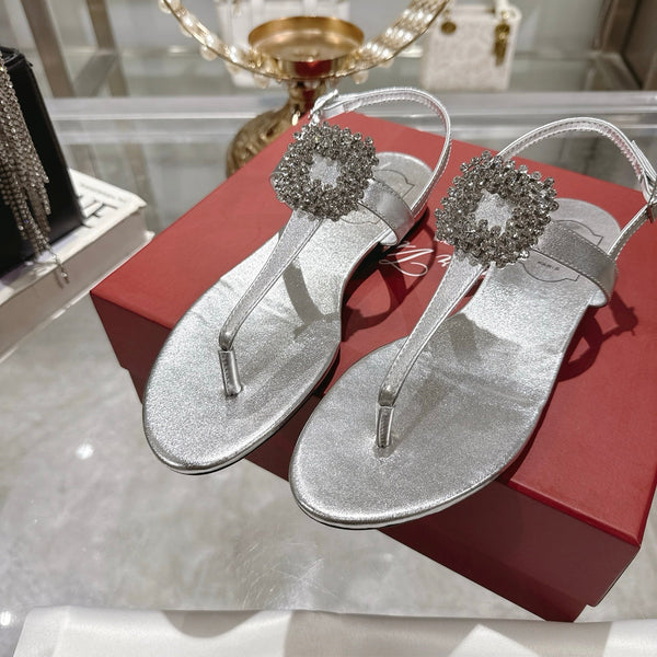 Viv 25 Thong Sandals Silver Cowhide 334692