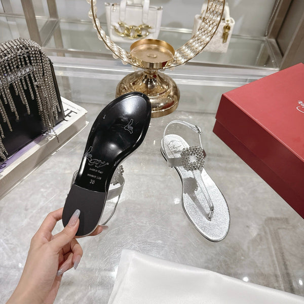 Viv 25 Thong Sandals Silver Cowhide 334692