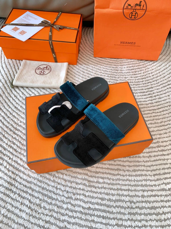 HM Chypre Sandal Black Mix Duck Neck Blue Corduroy 963558