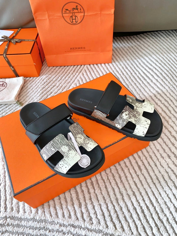 Sandalo HM Cyprus Ombre Bianco Nero Mix Nero Pelle di mucca 963214