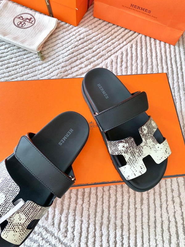 Sandalo HM Cyprus Ombre Bianco Nero Mix Nero Pelle di mucca 963214