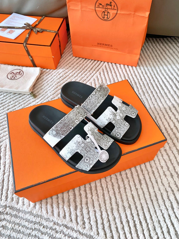 Sandalo HM Cyprus Ombre Bianco Nero Pelle di Vacchetta 963215