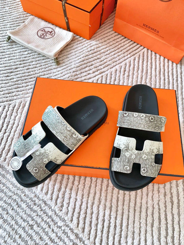 Sandalo HM Cyprus Ombre Avorio Bianco Nero Pelle di Vacchetta 963216