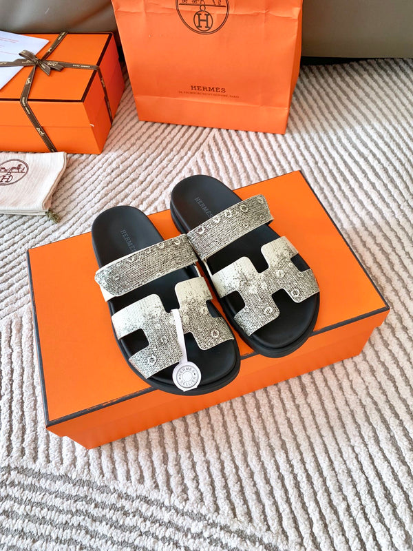 Sandalo HM Cyprus Ombre Avorio Bianco Nero Pelle di Vacchetta 963216