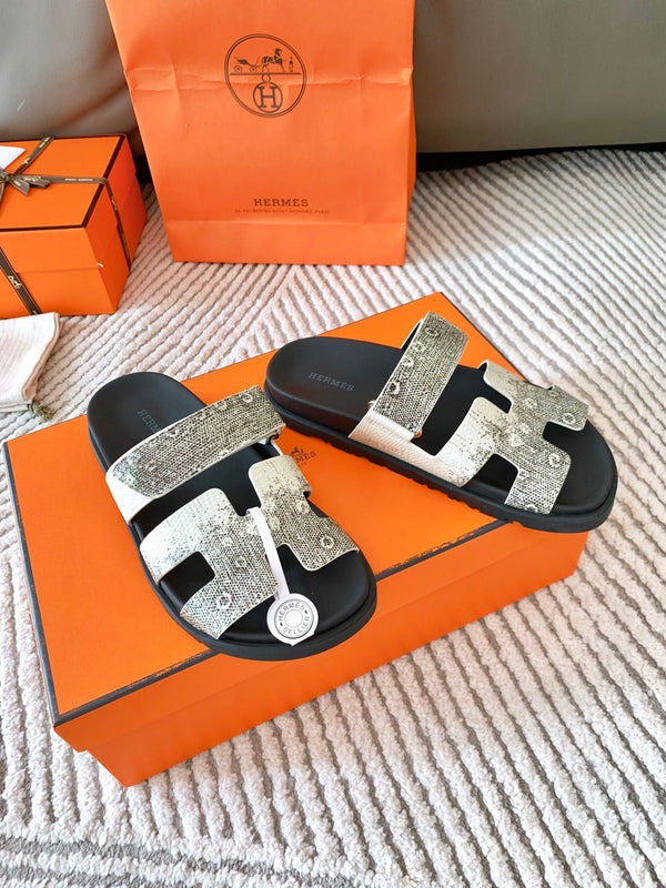 Sandalo HM Cyprus Ombre Avorio Bianco Nero Pelle di Vacchetta 963216