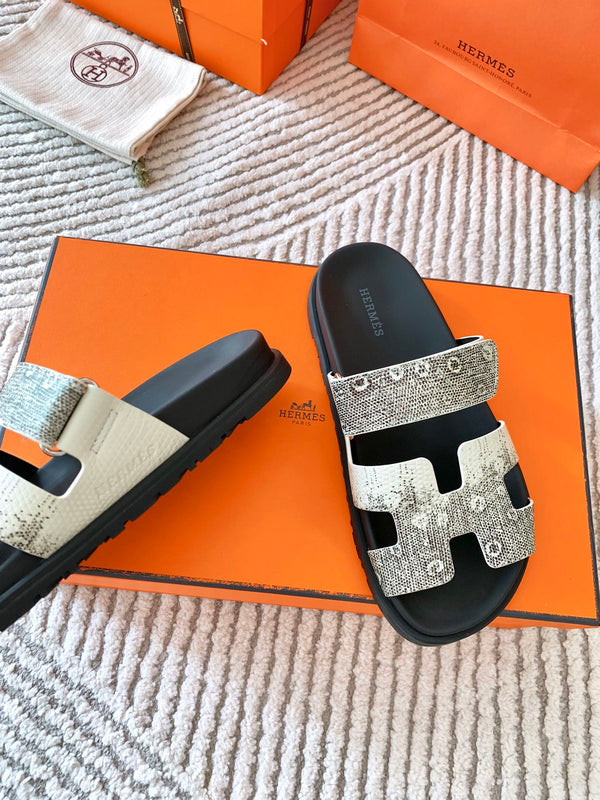 Sandalo HM Cyprus Ombre Avorio Bianco Nero Pelle di Vacchetta 963216