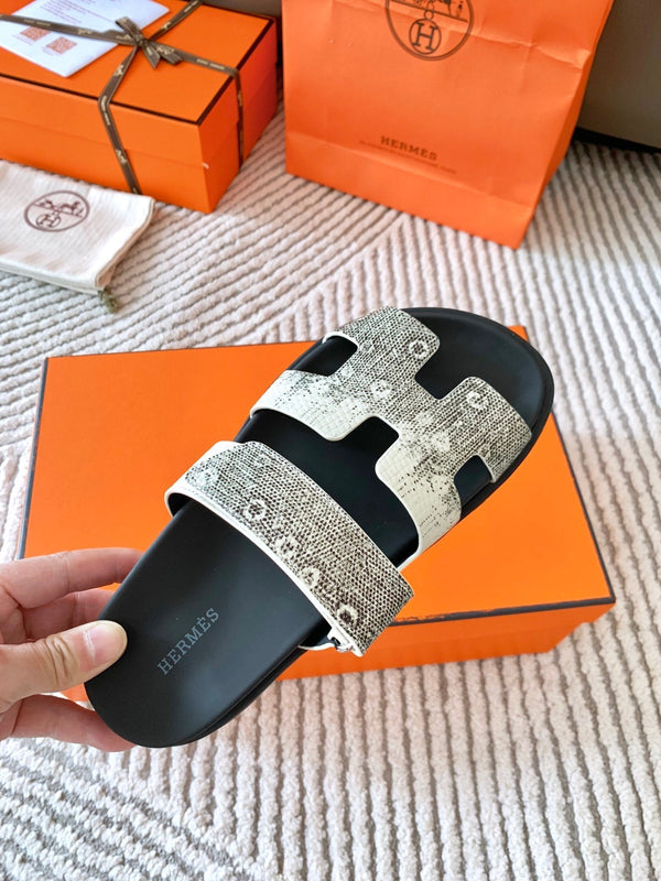 Sandalo HM Cyprus Ombre Avorio Bianco Nero Pelle di Vacchetta 963216