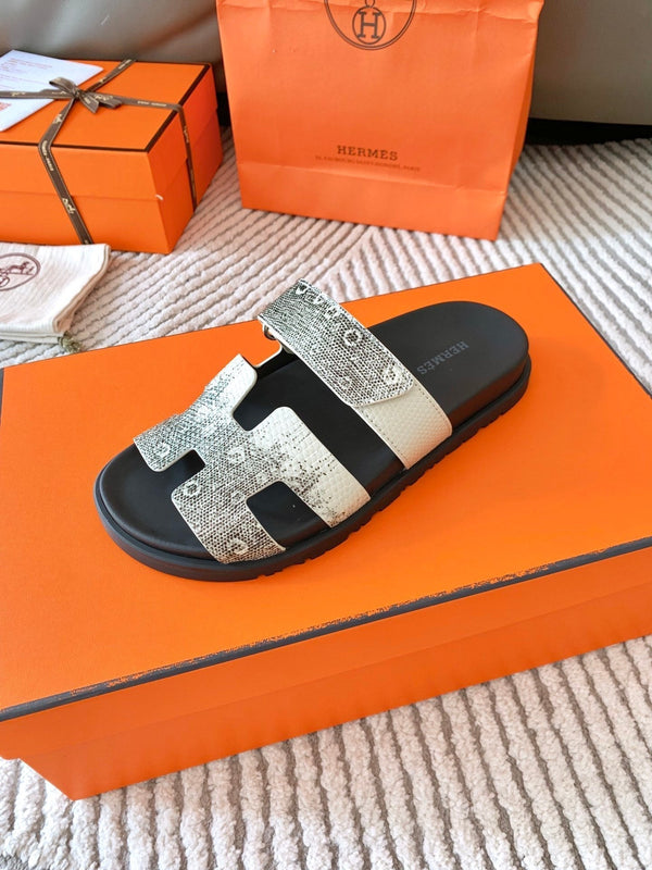 Sandalo HM Cyprus Ombre Avorio Bianco Nero Pelle di Vacchetta 963216