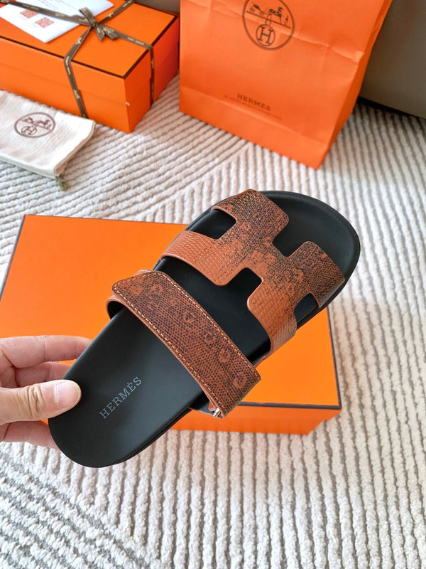 Sandalo HM Cyprus Ombre Marrone Nero Pelle di Vacchetta 963217