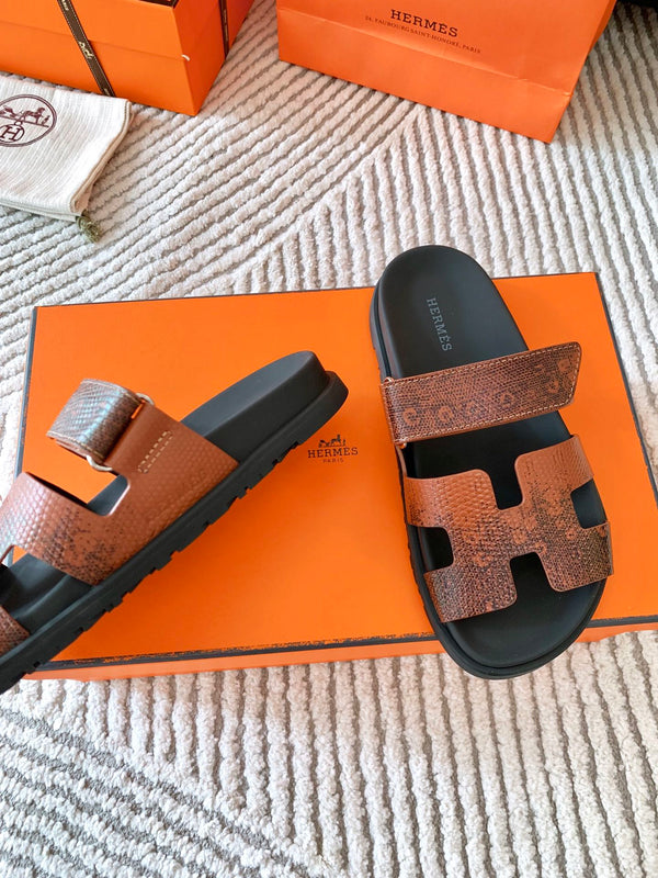 Sandalo HM Cyprus Ombre Marrone Nero Pelle di Vacchetta 963217