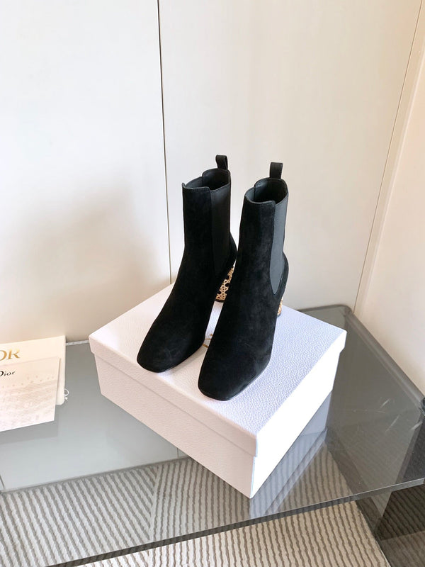 CD Icon Heeled Ankle Boot In Black Suede 993231