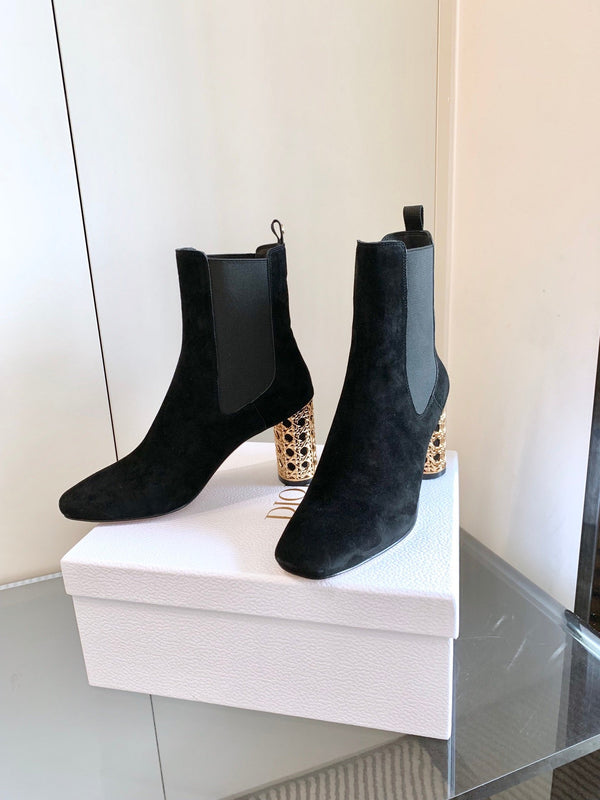 CD Icon Heeled Ankle Boot In Black Suede 993231