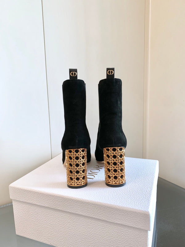 CD Icon Heeled Ankle Boot In Black Suede 993231