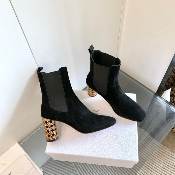 CD Icon Heeled Ankle Boot In Black Suede 993231