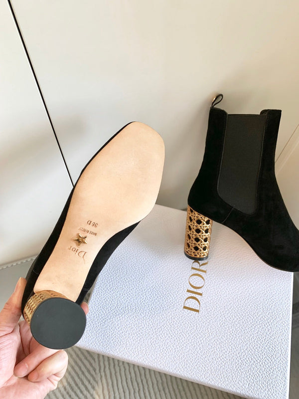 CD Icon Heeled Ankle Boot In Black Suede 993231