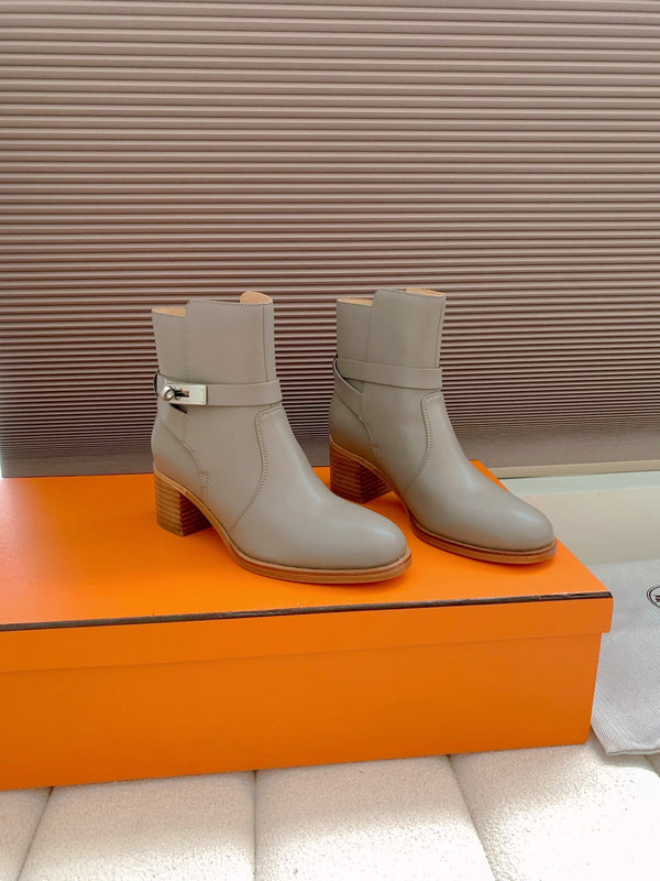 HM Frenchie 50 Ankle Boot Taupe Gray Cowhide 464341