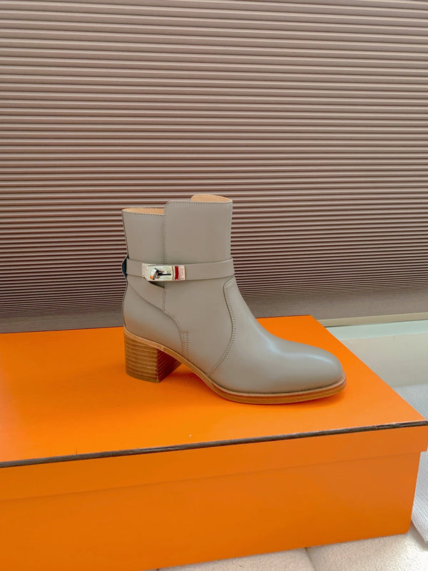 HM Frenchie 50 Ankle Boot Taupe Gray Cowhide 464341