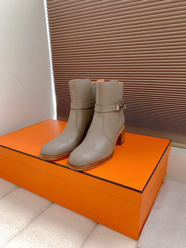 HM Frenchie 50 Ankle Boot Taupe Gray Cowhide 464341