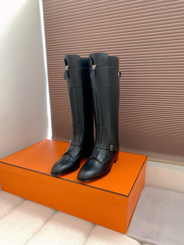 HM Riding Boots Black Cowhide 464356