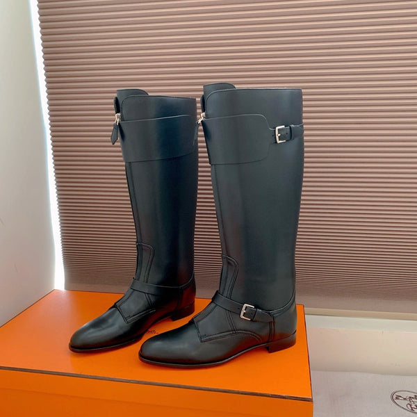 HM Riding Boots Black Cowhide 464356