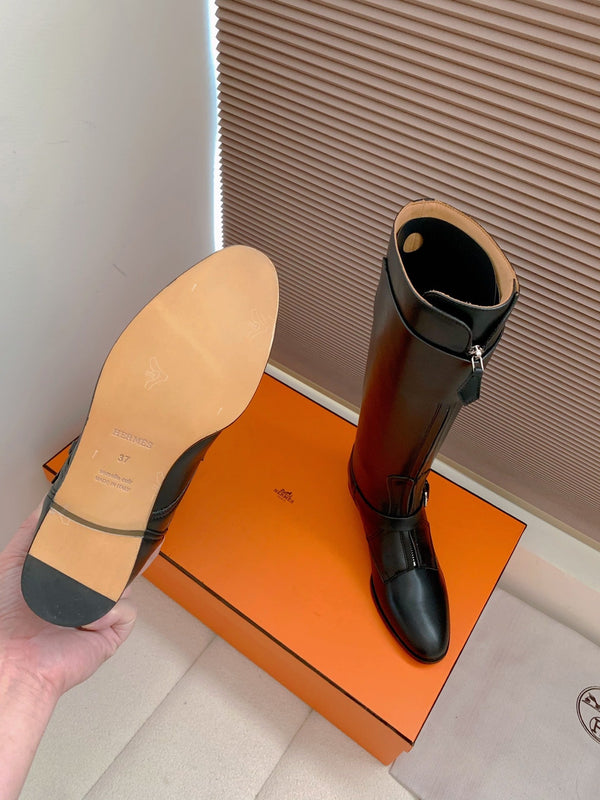 HM Riding Boots Black Cowhide 464356