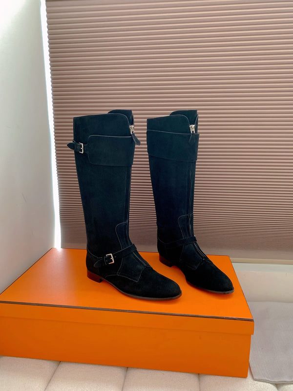 HM Riding Boots Black Suede 464361