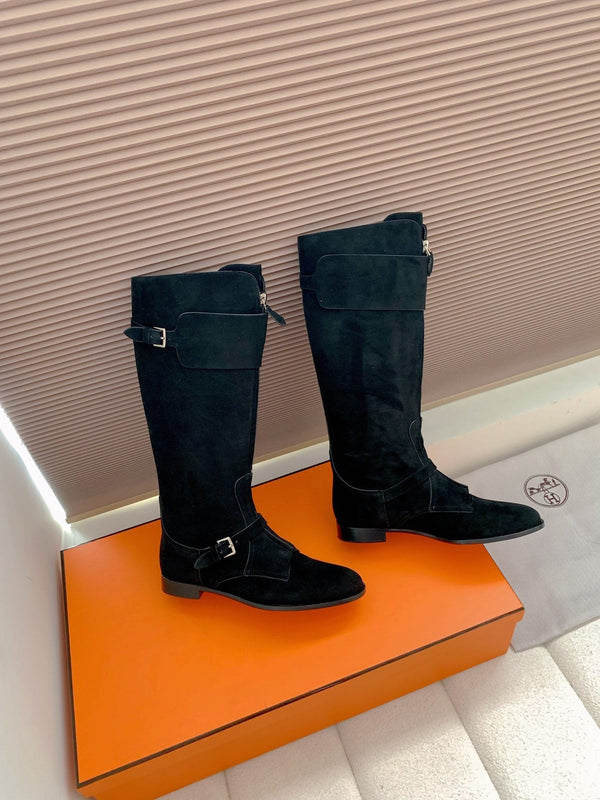 HM Riding Boots Black Suede 464361