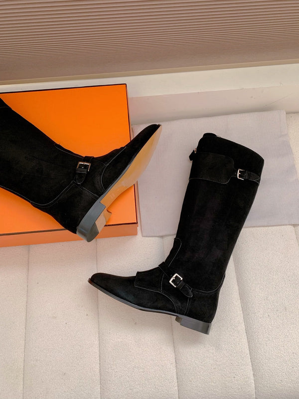 HM Riding Boots Black Suede 464361
