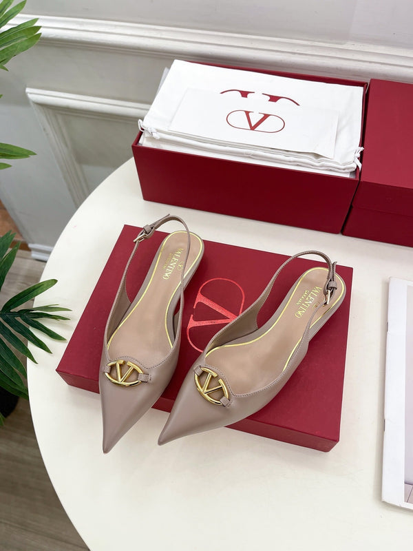 The Bold Edition Vlogo Slingback Flat 20 in pelle di vitello rosa cannella