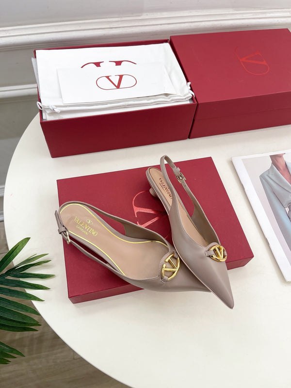 The Bold Edition Vlogo Slingback Flat 20 in pelle di vitello rosa cannella