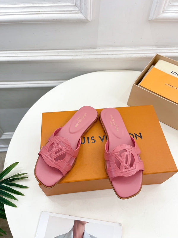 isola flat mule pink calfskin