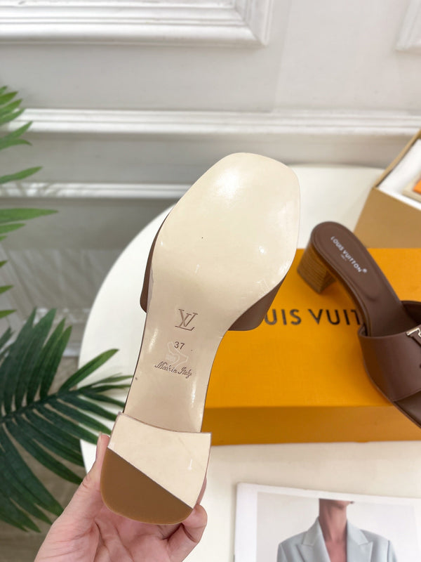 lv capri mule 45mm chocolate calfskin