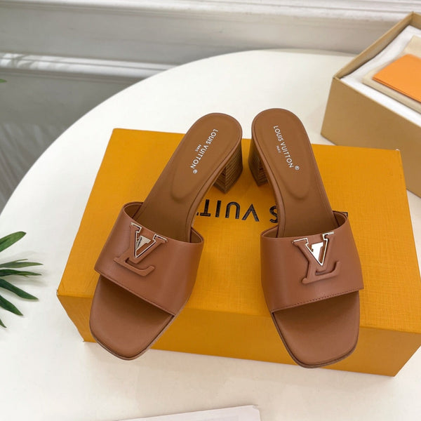 lv capri mule 45mm dark brown calfskin