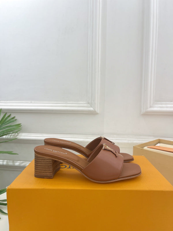 lv capri mule 45mm dark brown calfskin